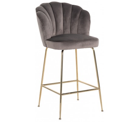 Imani barstol i velour H109 cm - Sort/Stengrå