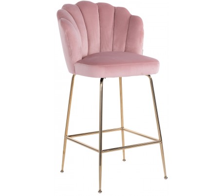 Pippa barstol i velour H113 cm - Guld/Stengrå