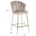 Pippa barstol i velour H113 cm - Guld/Pink