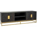 Blackbone tvbord i egetræ og stål B220 cm - Sort/Guld