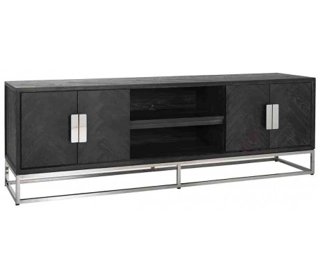 Blackbone tvbord i egetræ og stål B185 cm - Sort/Guld