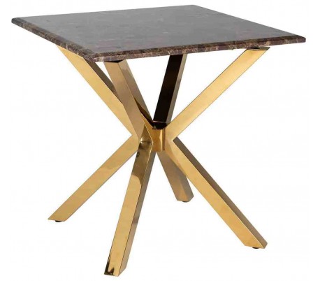 Osteria barbord i marmor og metal Ø80 cm - Guld/Hvid marmor