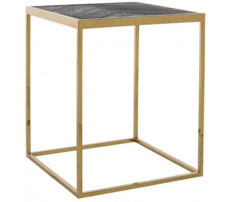 Conrad sofabord i marmor og stål 60 x 60 cm - Guld/Brun marmor