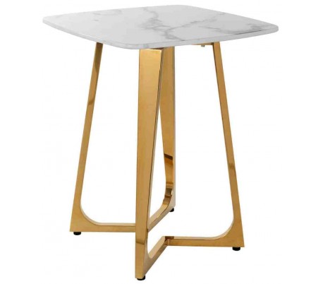 Odin sofabord i marmor og stål Ø45 cm - Sort/Hvid marmor