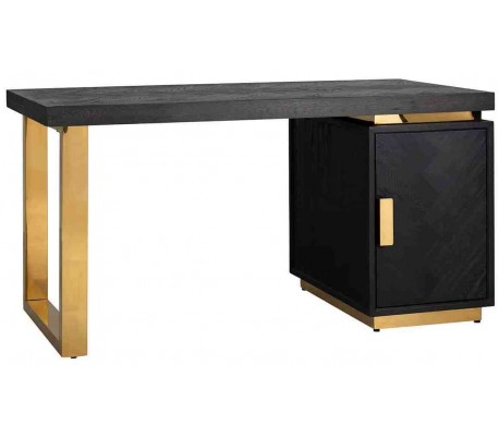 Blackbone sideboard i egetræ og stål B160 cm - Sort/Guld