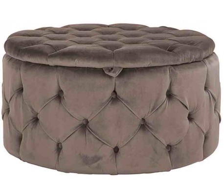 Lulu puf med opbevaring i velour Ø80 cm - Pink