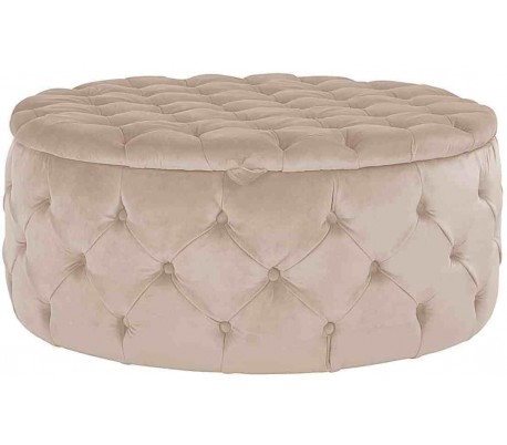 Lulu puf med opbevaring i velour Ø80 cm - Khaki