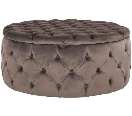 Lulu puf med opbevaring i velour Ø100 cm - Pink