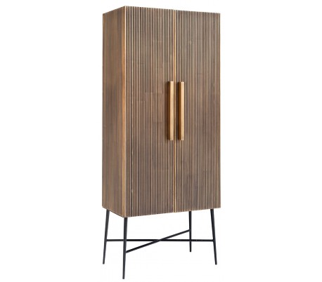 Ironville sideboard i glas og jern B160 cm - Sort/Antik messing