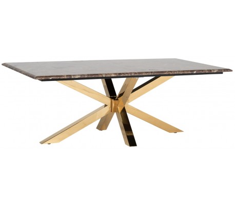 Conrad sofabord i marmor og stål 60 x 60 cm - Guld/Brun marmor