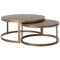 Conrad sofaborde i marmor og stål Ø75 + Ø90 cm - Guld/Brun marmor