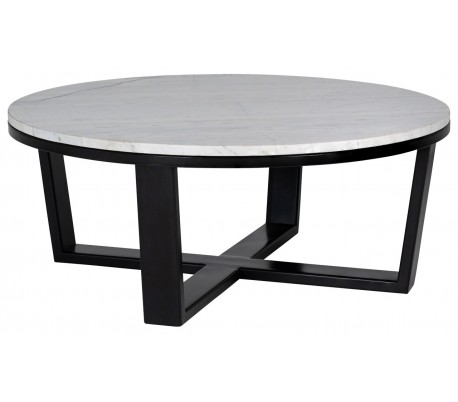 Lexington sofabord i marmor og stål 45 x 40 cm - Sort/Hvid marmor