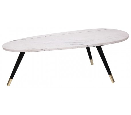 Lexington sofabord i marmor og stål Ø90 cm - Sort/Hvid marmor