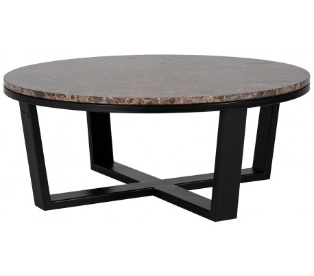 Lexington sofabord i marmor og stål Ø90 cm - Sort/Hvid marmor