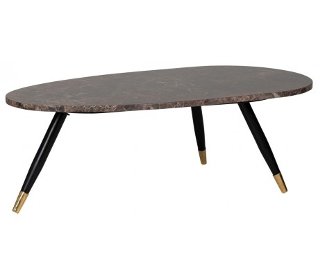 Lexington sofabord i marmor og stål 110 x 55 cm - Sort/Hvid marmor