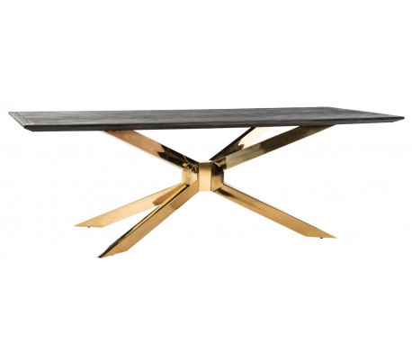 Blackbone spisebord i egetræ og stål 240 x 100 cm - Sort/Guld