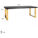 Blackbone spisebord i egetræ og stål 180 x 90 cm - Sort/Guld