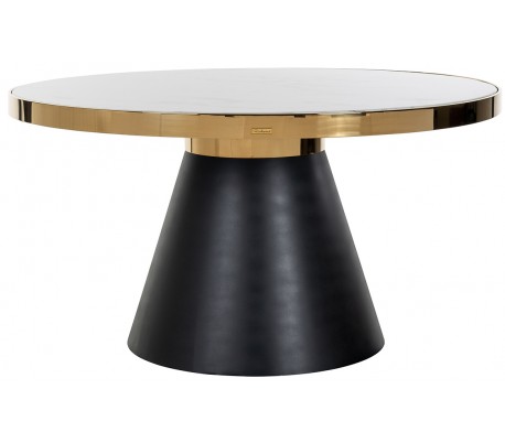 Odin sofabord i marmor og stål Ø45 cm - Sort/Hvid marmor