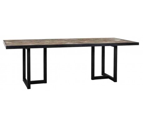 Blackbone spisebord i egetræ og stål 180 x 90 cm - Sort/Sølv