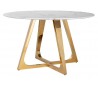 Dynasty rundt spisebord i marmor og stål Ø130 cm - Guld/Hvid marmor