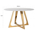 Dynasty spisebord i marmor og stål 200 x 100 cm - Guld/Hvid marmor