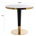 Osteria barbord i marmor og metal Ø80 cm - Guld/Hvid marmor