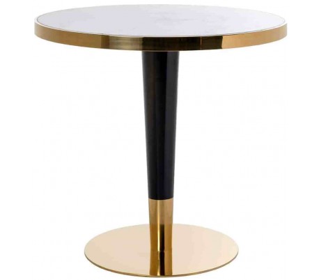 Osteria barbord i marmor og metal Ø80 cm - Guld/Hvid marmor