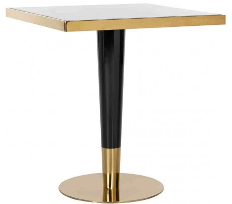 Osteria bistrobord i marmor og metal Ø80 cm - Guld/Hvid marmor