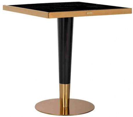 Osteria bistrobord i marmor og metal 70 x 70 cm - Guld/Hvid marmor