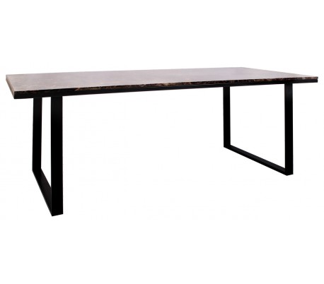 Lexington spisebord i marmor og jern 230 x 94 cm - Sort/Hvid marmor