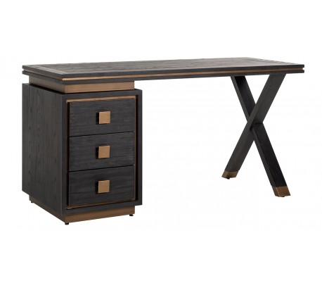 Hunter sofabord i egetræsfinér 140 x 70 cm - Sort/Antik guld