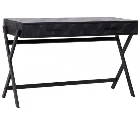 Hunter skrivebord i egetræsfinér 150 x 60 cm - Sort/Antik guld