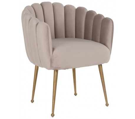 Farah spisebordsstol i velour H78 cm - Børstet guld/Stengrå
