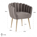 Farah spisebordsstol i velour H78 cm - Børstet guld/Stengrå