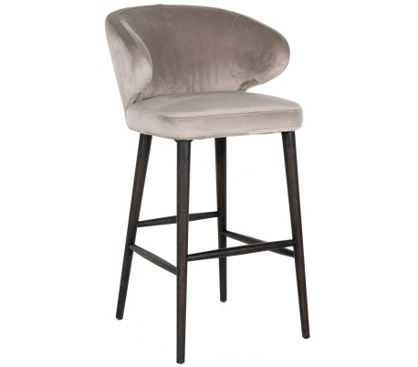 Indigo barstol i velour H106 cm - Sort/Stengrå