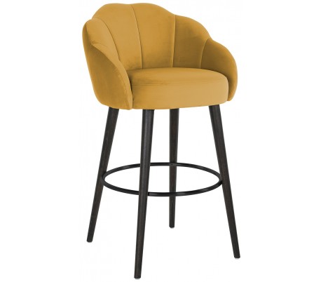 Indigo barstol i velour H106 cm - Sort/Khaki