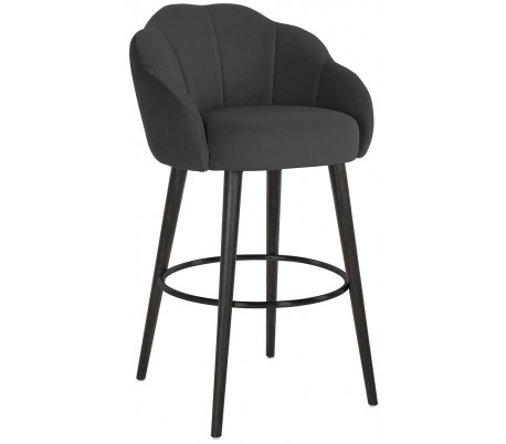 Tulip barstol i velour H99 cm - Sort/Okker