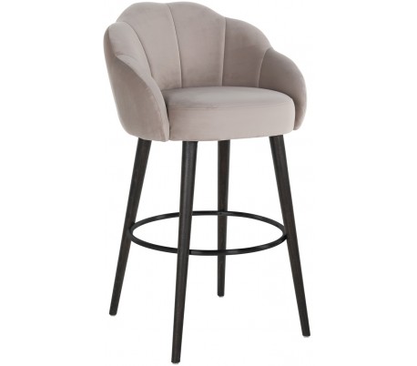 Tulip barstol i velour H99 cm - Sort/Antracit