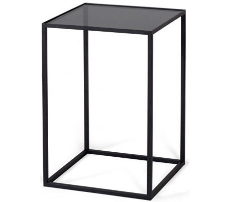 Glassgow sofabord i metal og glas 40 x 40 cm - Sort/Grøn