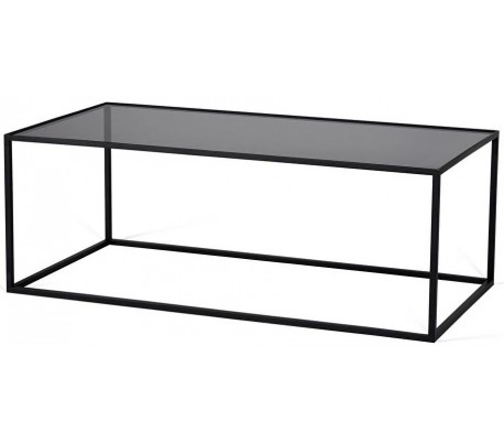 Glassgow sofabord i metal og glas 40 x 40 cm - Sort/Sort