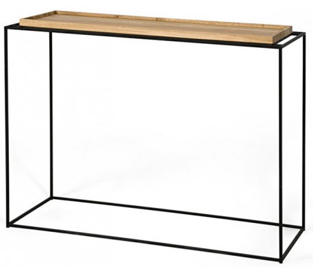 Tray konsolbord i metal og egetræ 100 x 37 cm - Sort/Sort