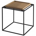 Tray sofabord i egetræ og metal 40 x 40 cm - Sort/Sort
