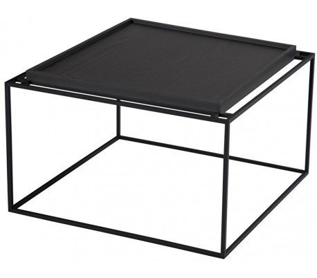 Tray sofabord i egetræ og metal 40 x 40 cm - Sort/Sort