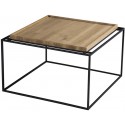 Tray sofabord i egetræ og metal 60 x 60 cm - Sort/Sort