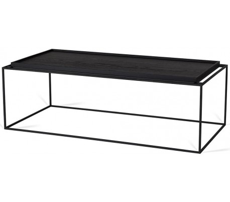 Tray sofabord i egetræ og metal 60 x 60 cm - Sort/Sort
