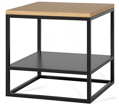 Glassgow sofabord i metal og glas 40 x 40 cm - Sort/Grøn