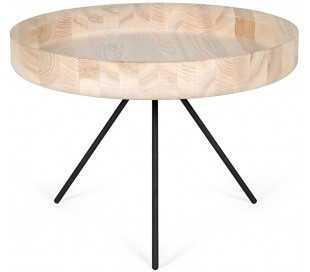 Hygge sofabord i metal og ask træ Ø60 cm - Sort/Sort