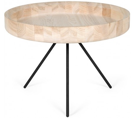 Hygge sofabord i metal og ask træ Ø60 cm - Sort/Sort