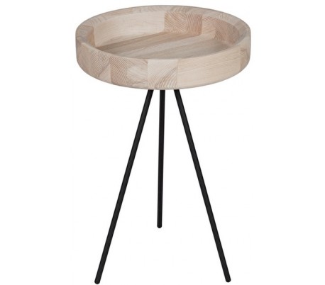 Hygge sofabord i metal og ask træ Ø40 cm - Sort/Sort