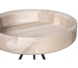 Hygge sofabord i metal og ask træ Ø40 cm - Sort/Sort 2